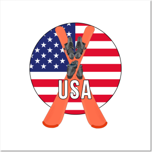 Cool Ski Flag of USA Posters and Art